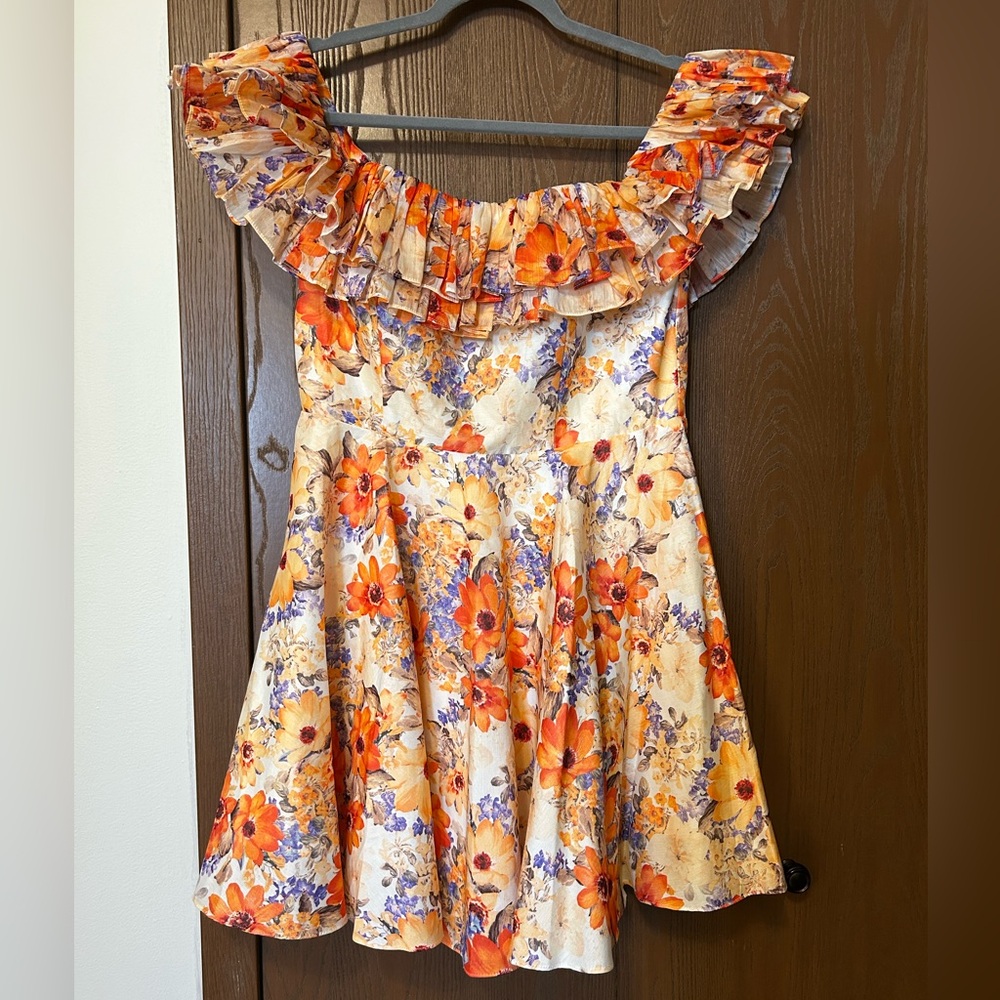 Vibrant Floral Off-Shoulder Mini Dress